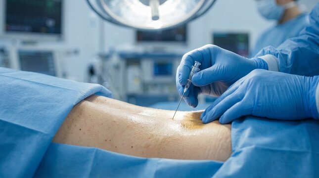 Surgeons and staff prepared in sterile setting with proper markings for operation