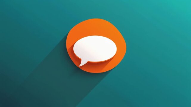 White speech bubble symbol with long shadow on bright orange background representing messaging idea background