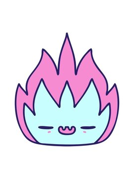 shivering motion animation of cartoon of a cute flame demon