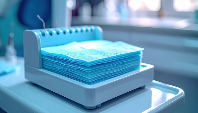 Blue Dental Articulating Paper Stack in Holder for Bite Mark Recording