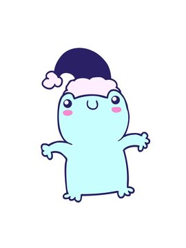 attention grabbing animation of cute cartoon frog wearing christmas hat