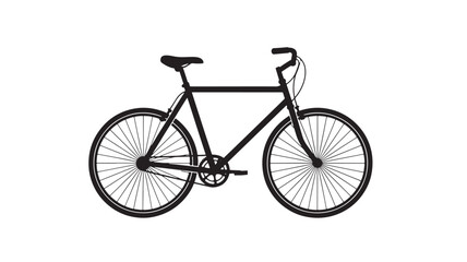 Fototapeta premium Bicycle silhouette with black frame, wheels, seat, handlebars, and pedals on a white background. featuring bike, cycling, transport with vehicle and