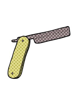 pixelize effect animation of cartoon doodle cut throat razor