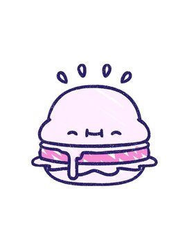 popping motion animation of Cute Burger Chalked Drawing