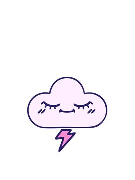 rise and float animation of cute cartoon of a thunder cloud image