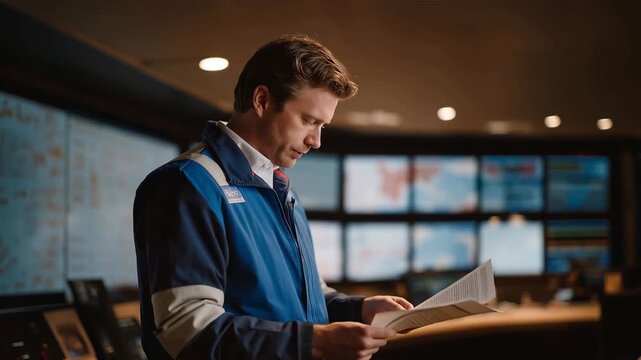 Launch complex evacuation protocol diagram, color-coded zones radiating from rocket pad center, emergency vehicle routes marked, safety coordinator reviewing procedure document, ideal for aerospace