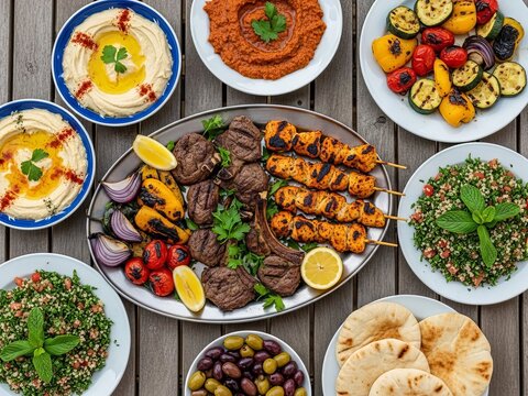 Middle eastern grill and dips platter