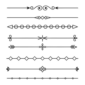 Collection of ten ornate vintage decorative dividers and flourishes for elegant design elements and page borders isolated on white