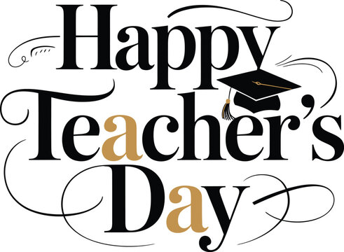 Happy teacher s day greeting with graduation cap illustration