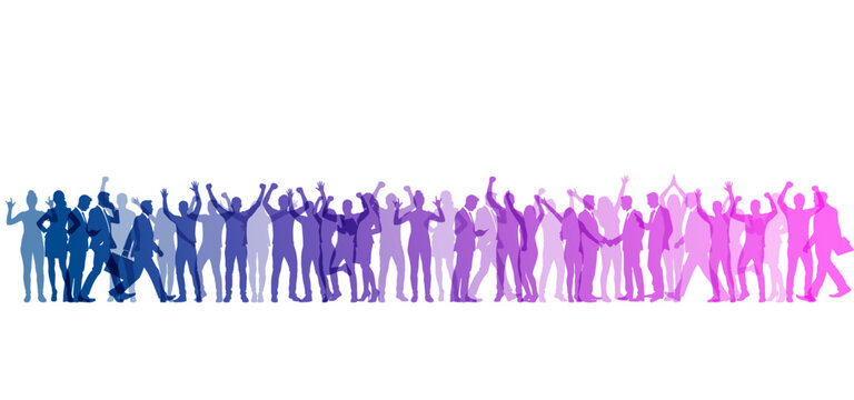sagome, silhouette, gruppo di persone, felici, gioia, felicit&agrave;, persone, gente felice, buon umore	

