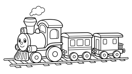 Smiling train engine with carriages. © Apolobay