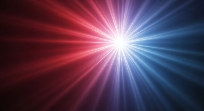 Abstract Burst of Light Rays in Red and Blue Hues, Radiant Energy Background perfect for Divine Mercy Sunday