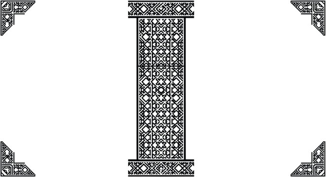 Set of 3 grey mosaic corner and center column vector icons