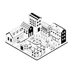 Fototapeta premium An isometric style illustration showing a housing society