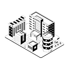 Fototapeta premium An isometric illustration of a hotel