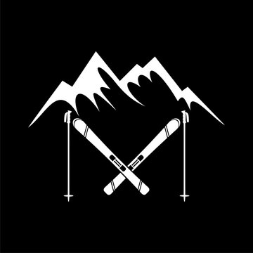 Mountains Skis icon isolated on black background