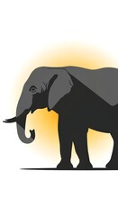 Obraz premium Black silhouette of an elephant.