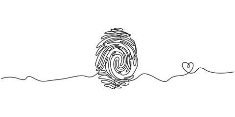 fingerprint continuous one line drawing, Abstract continuous one line drawing of a fingerprint with extending lines minimalist artistic rendering vector, human footprint continuous one line drawing