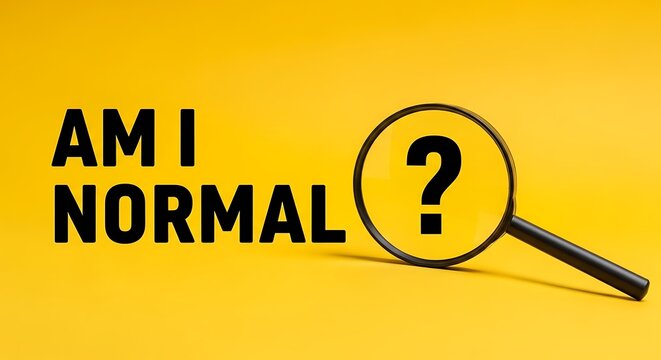 Magnifying glass examines question about self identity and normalcy concept