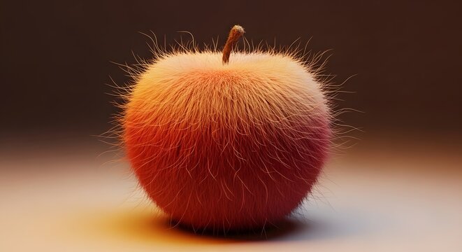Surrel Furry red apple texture concept isolated on soft brown background