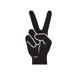 Obraz premium Hand Peace Sign Silhouette Vector Illustration