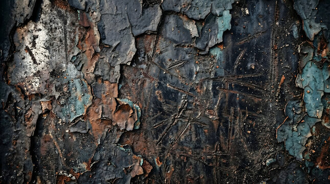 Rusty Metal Texture with Peeling Paint and Grunge Industrial Background