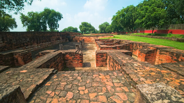 10.10.2024. Varanasi Uttar Pradesh India still picture clicked of famous archaeological sites of ancient monuments during the time of Lord Buddha in Sarnath India
