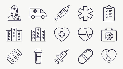 Medical icons and symbols for healthcare and medicine Vector © Sirajum