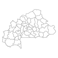 Fototapeta premium Outline map of Burkina Faso divided into administrative regions