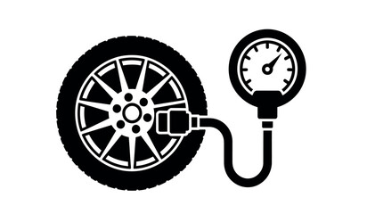 Obraz premium Tire pressure gauge and wheel illustration