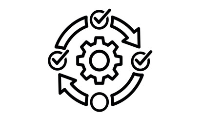 Obraz premium Gear with cyclical arrows and checkmarks