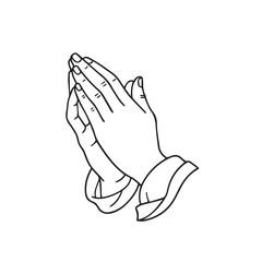 Obraz premium Praying Hands Line Art Vector Illustration – Prayer Gesture Symbol