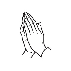 Praying Hands Line Art Vector Illustration &ndash; Prayer Gesture Symbol