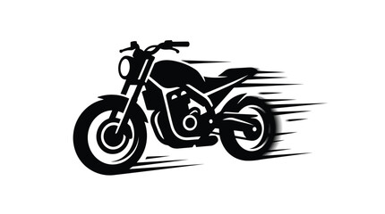 Fototapeta premium A black silhouette of a speeding motorcycle on a white background
