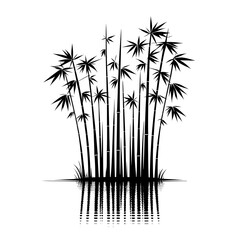 Fototapeta premium Bamboo illustration, minimalist, black-white, nature symbol