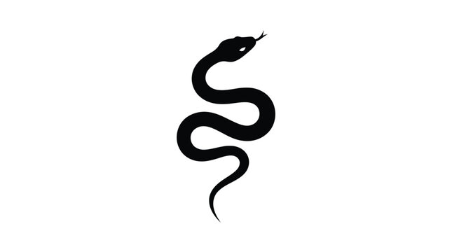 A black snake icon in a minimalist flat design style