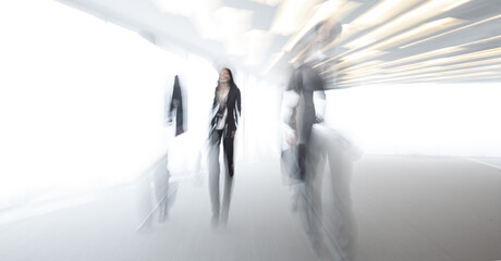 businessman in office blurred in motion