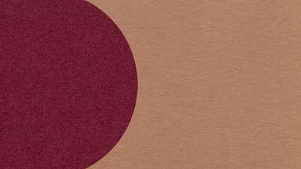 Fototapeta premium Warm brown paper texture background with dark wine semicircle and copy space for banner, presentation, template