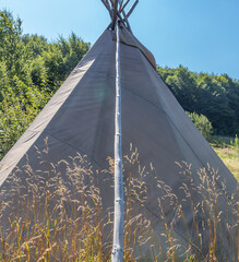 Wigwam on Summer Meadow in Borzhava Valley, Carpathians © Alla