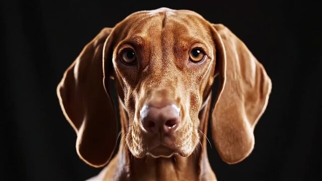 Portrait of a Vizsla Dog Blinking