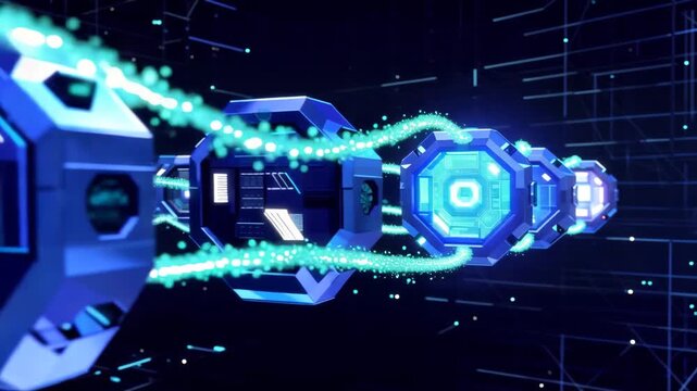 Cinematic visualization of ai workflow and glowing data streams digital environment technology concept futuristic viewpoint