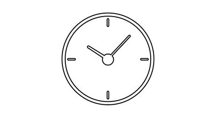 Fototapeta premium Simple line drawing of a clock face with hands