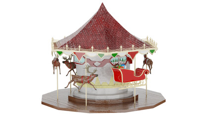 Visit to a christmas carousel with reindeer and colorful decorations © santiago