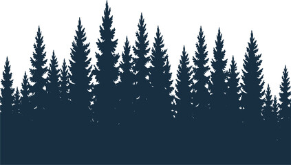Silhouette of pine forest vector, evergreen coniferous trees landscape background for nature and outdoor adventure © Afsana