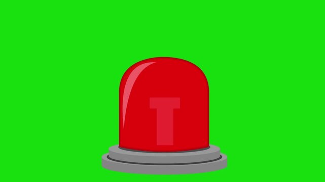 flat animation of a red emergency siren on green screen
