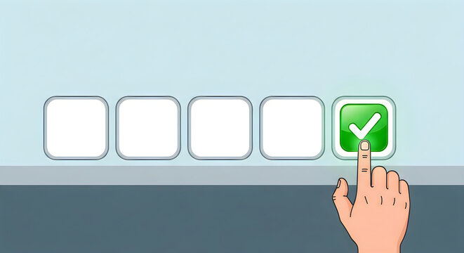 Hand selecting final checkbox in digital survey or feedback form on screen