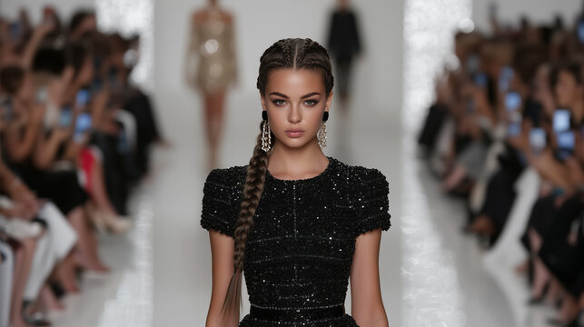 Fashion Model Walking on Runway Show