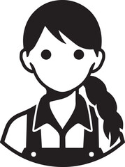 Obraz premium Hand Drawn Female Pilot Black and White Avatar Illustration in Minimal Line Art Style Design