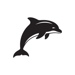Obraz premium Dolphin Silhouette Vector Illustration, Elegant Marine Animal Icon
