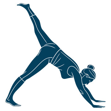 Woman in one-legged downward dog yoga pose